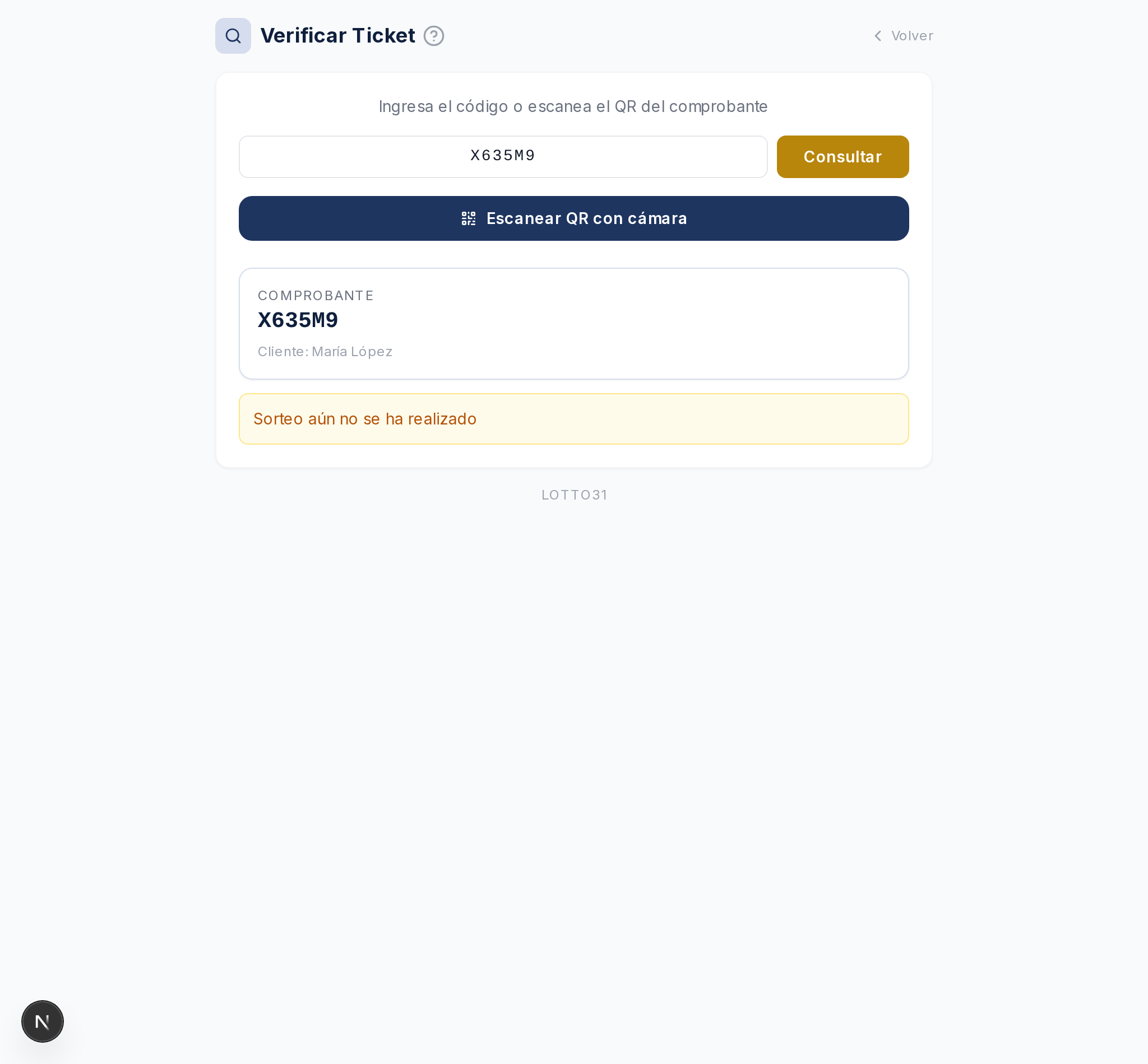 Resultado de la consulta de un ticket ganador