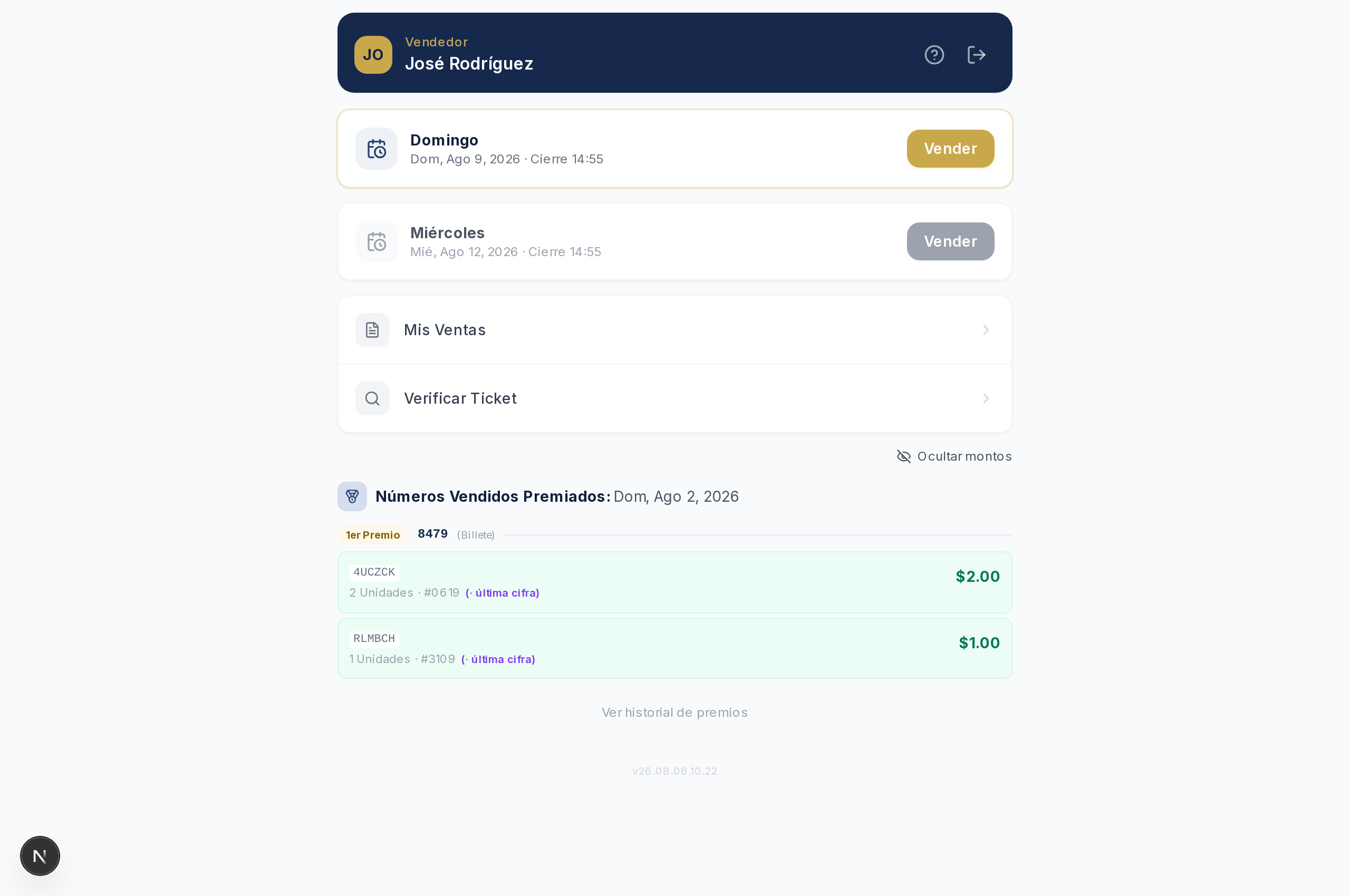 Sección Mis Premios en el dashboard
